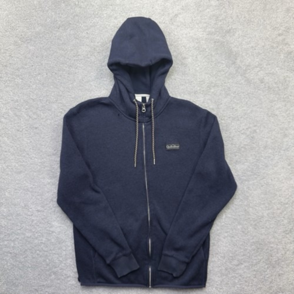 Vintage Quiksilver Full Zip Hoodie Mens L Blue Knit Heavyweight Skate Surf Y2K